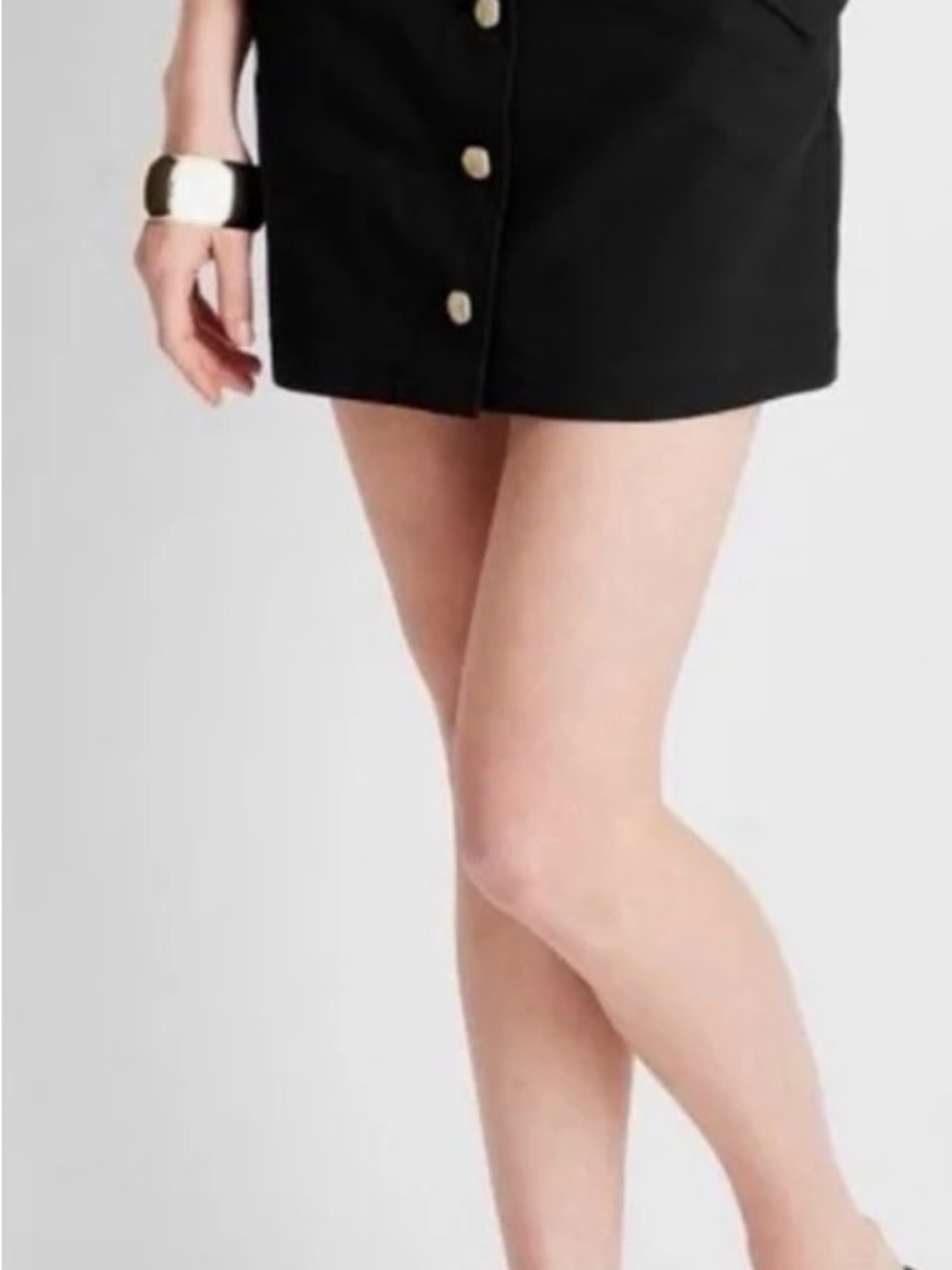 Jenee Naylor Future Collective Black Button-Front Mini Skirt